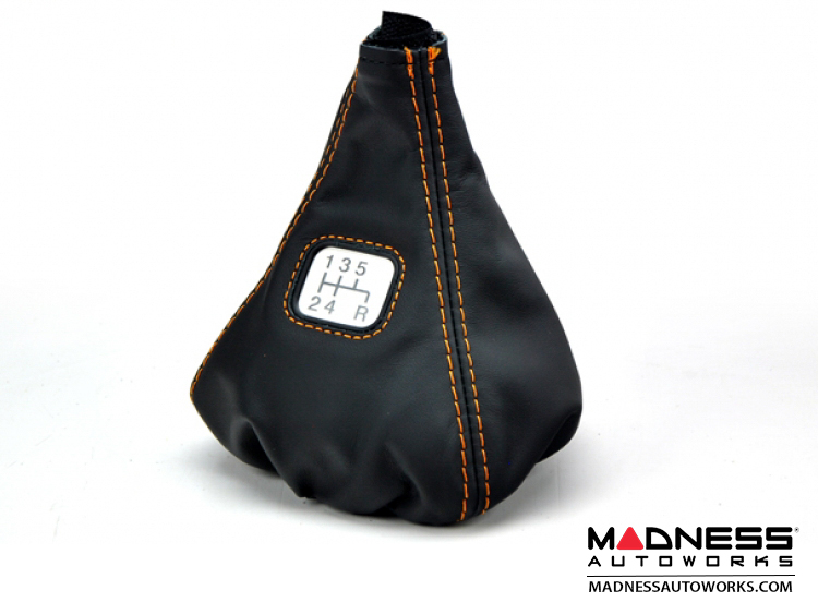 FIAT 500 Gear Shift Boot Black Leather w/ Orange and Gear Shift